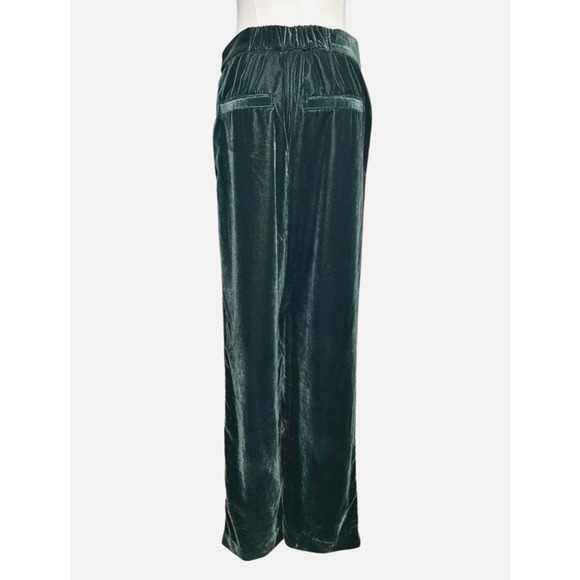 A New Day Green Velvet High Rise Straight Leg Dress Pants Size 6 Holiday - Picture 4 of 8